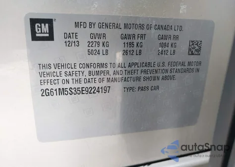 2014 Cadillac Xts Luxury z USA, uszkodzony, nr VIN 2G61M5S35E9224197